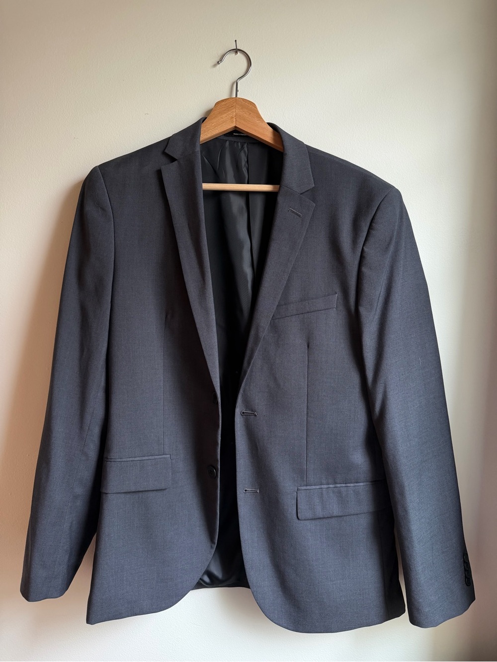 H&M Black Label Men’s Slim Fit Blazer Suit Jacket Charcoal Grey US 38R, Euro 48